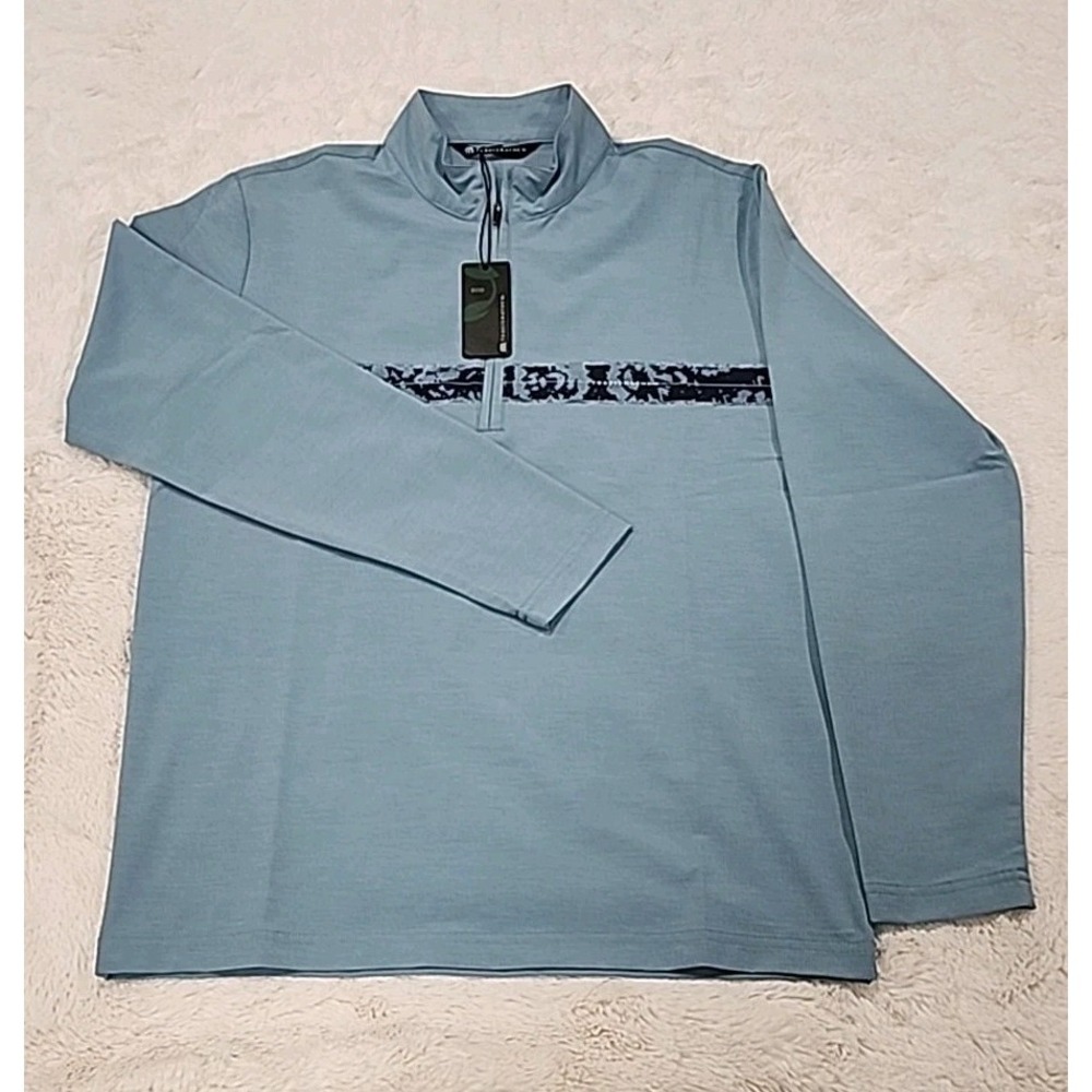 Travis Mathew NWT Swell Season 1/4 Zip Golf Pullover Mens S Lt. Blue Long-sleeve
